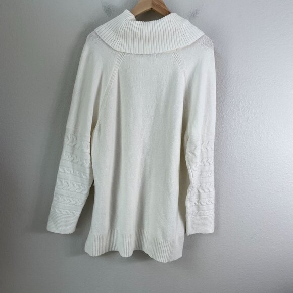 NEW Calvin Klein Womens XL Ivory Cowl Neck Sweater Raglan Sleeve Knit Top - Picture 11 of 11
